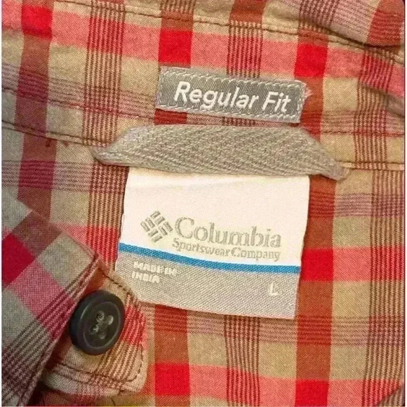 Columbia Men's Rapid Rivers II Plaid Button-Up Shirt Red/Cream Size L - Picture 4 of 4